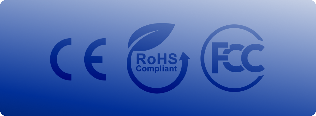 Certified scoreboards with CE, RoHS compliant, and FCC approval marks.