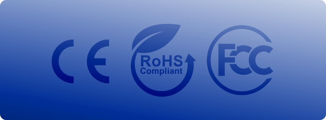 Certified scoreboards with CE, RoHS compliant, and FCC approval marks.